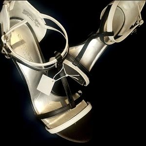 Strappy Black and white 3 inch stiletto Heels size 7.5 never worn